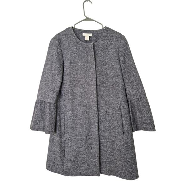 H&M Coat Womens size 8 Gray Zip Front Bell Sleeve Lined Light Fall Autumn - Picture 1 of 9